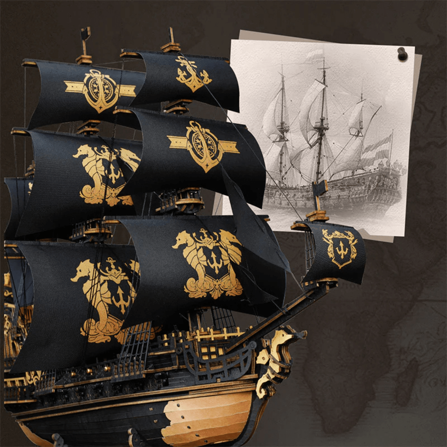 The Seahorse Barque | Piratenschiff 3D Puzzle Robotime