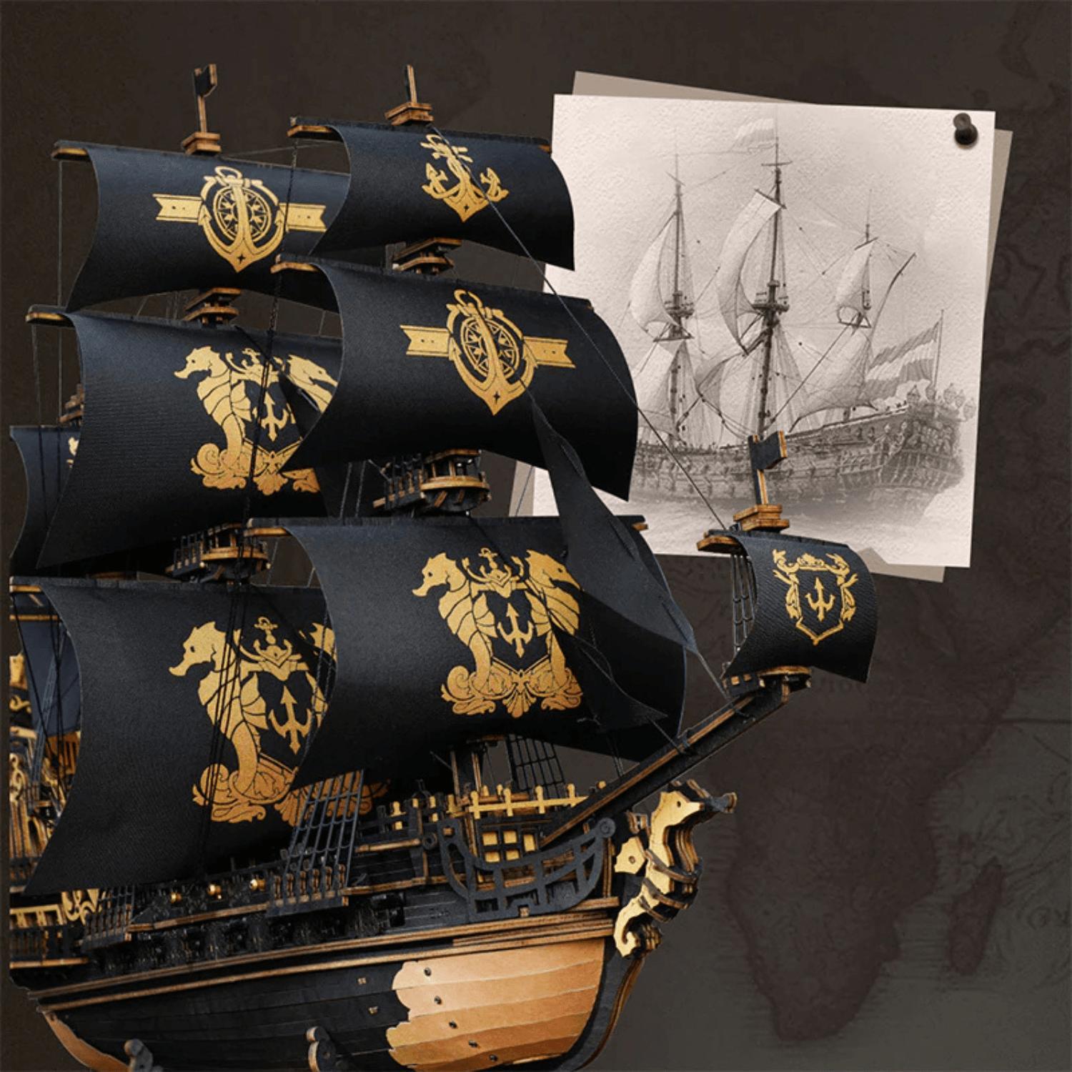 The Seahorse Barque | Piratenschiff 3D Puzzle Robotime